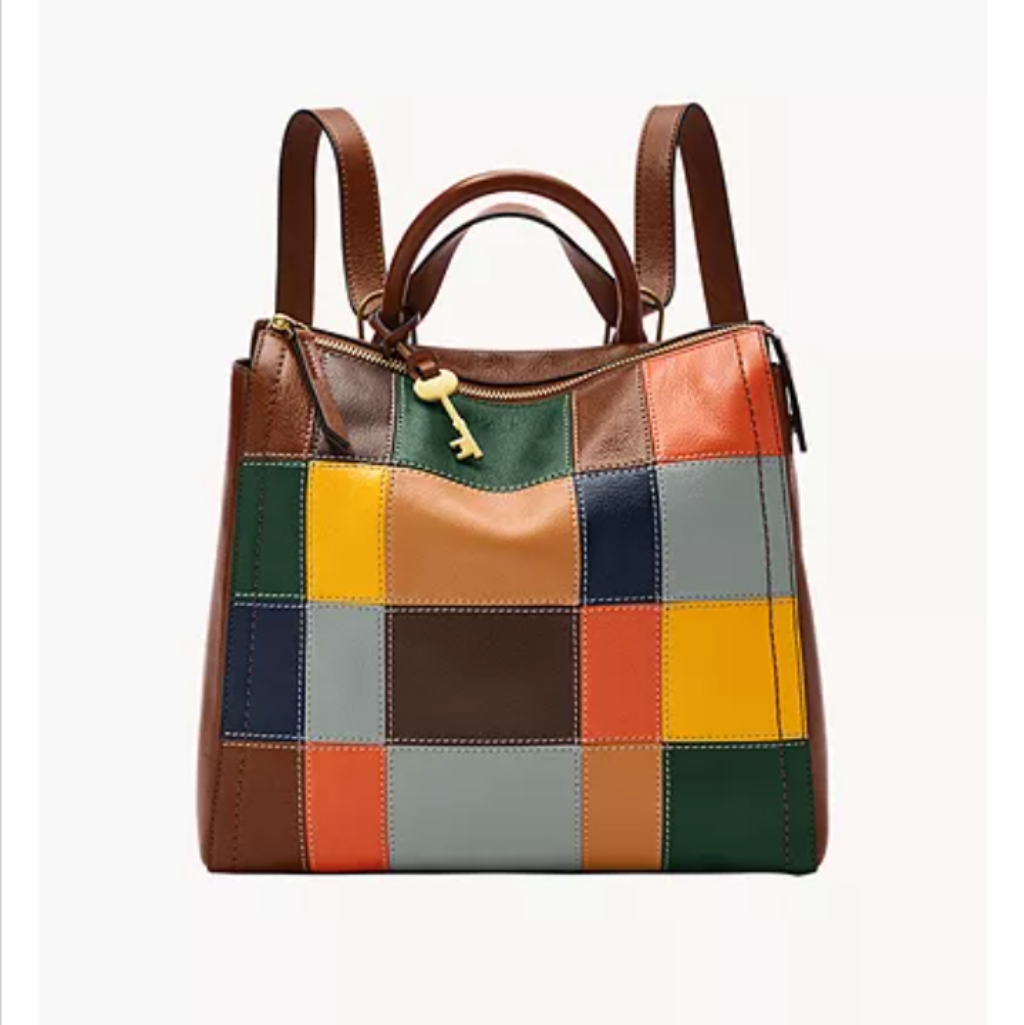 Fossil Parker Small Backpack Brown Patchwork